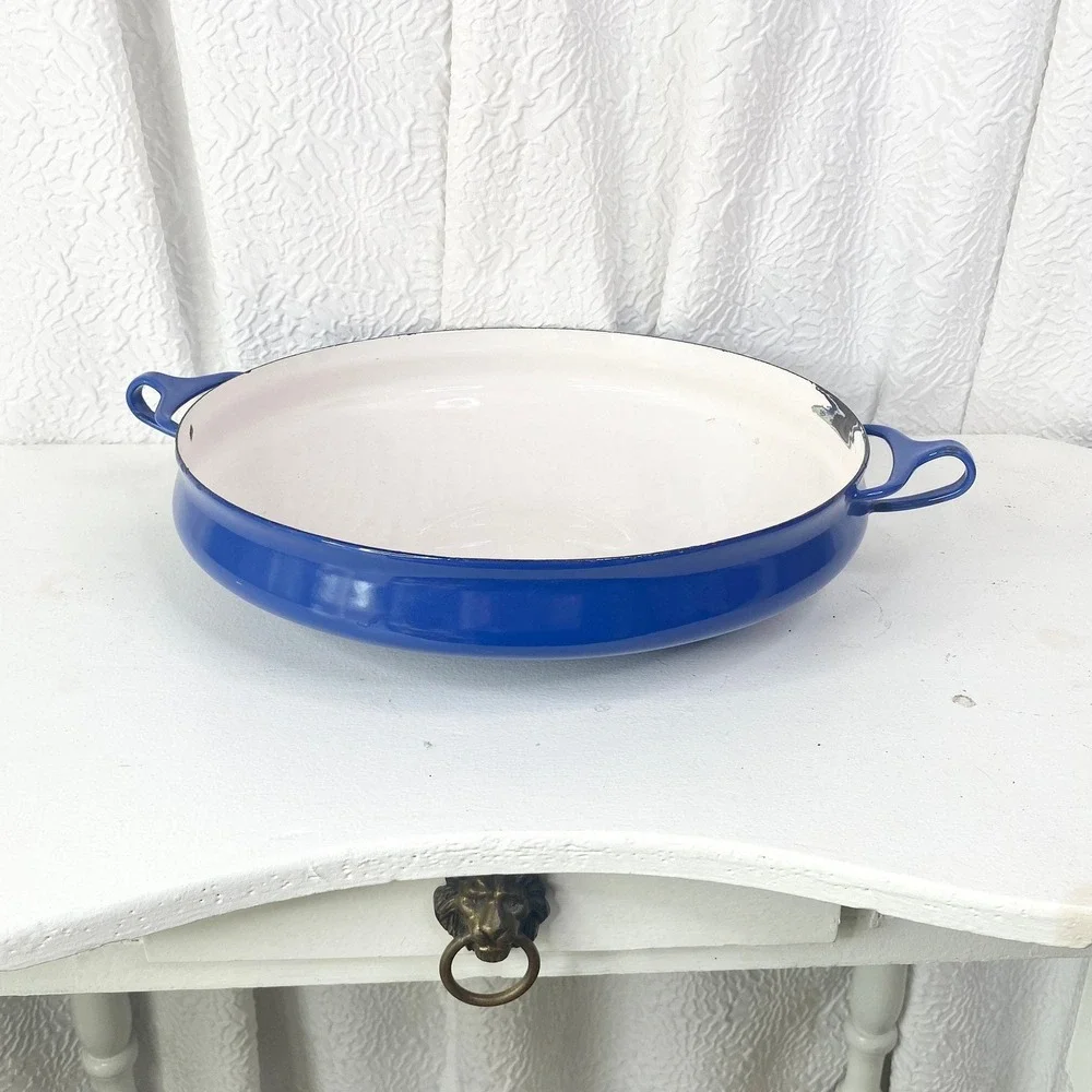 Vintage Dansk‎ Kobenstyle Cast Iron Skillet, Royal Blue Enamel